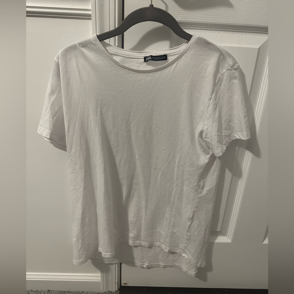 Zara Plain White Tshirt - Size S